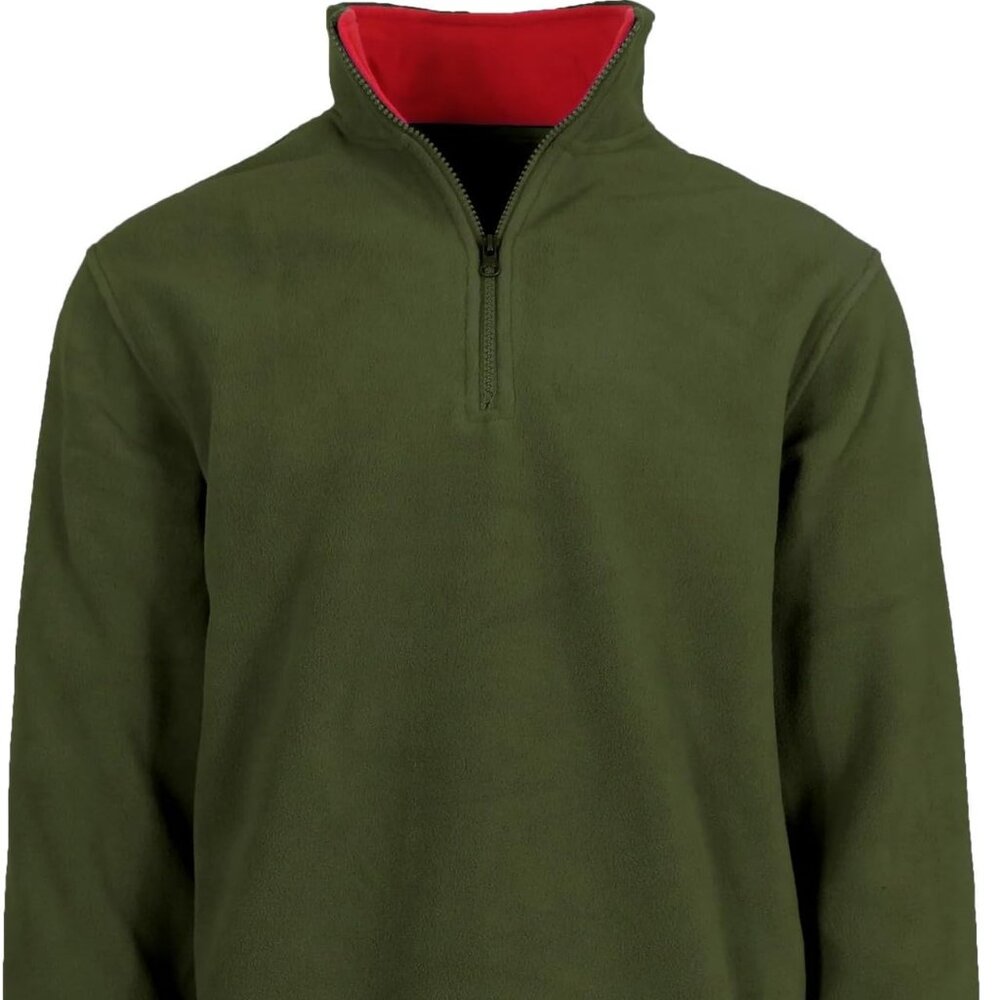 JH Design Men’s Quarter Zip Thermal Fleece Pullover Hunter Green